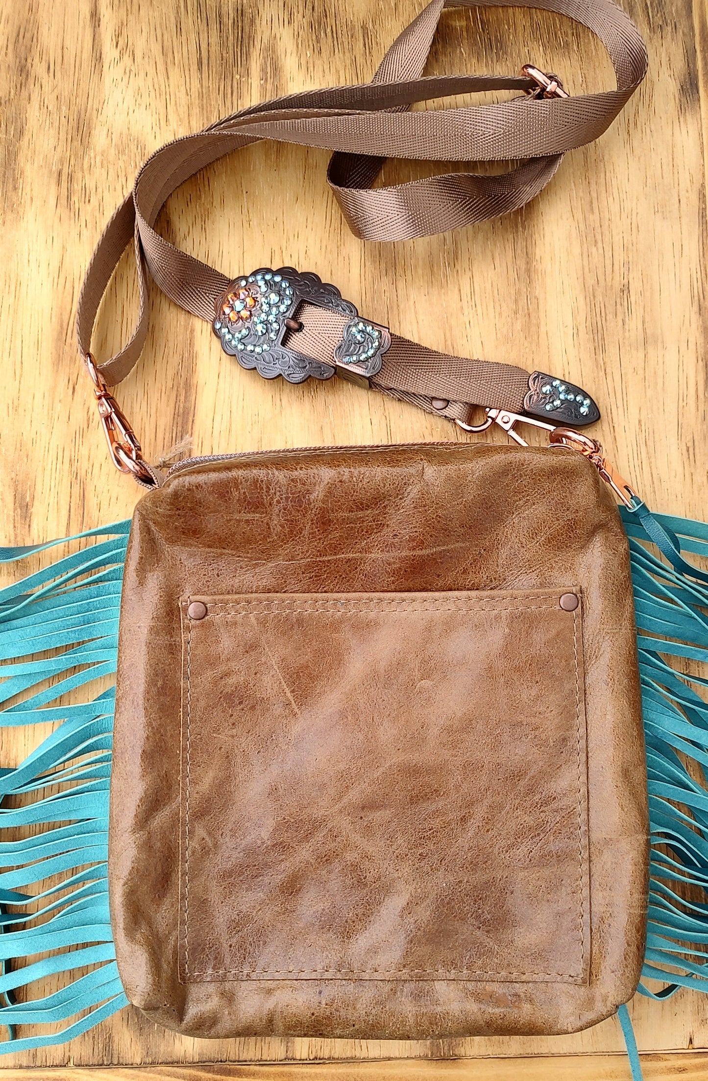 Feather Embossed Leather Boxed bag