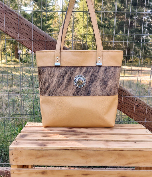 Leather & Hair-on Cowhide Tote