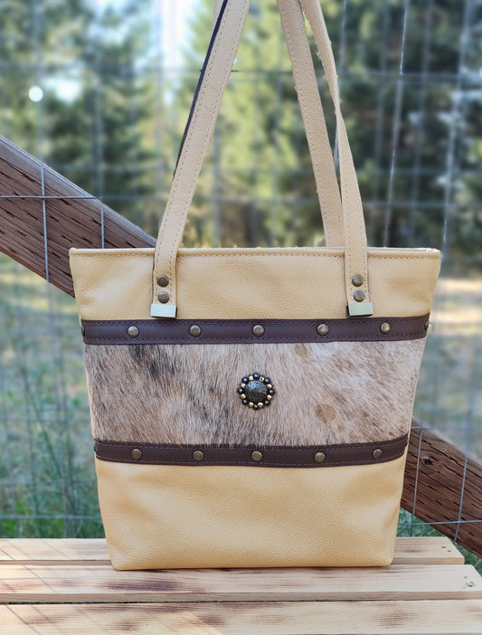 Leather & Hair-on Cowhide Tote