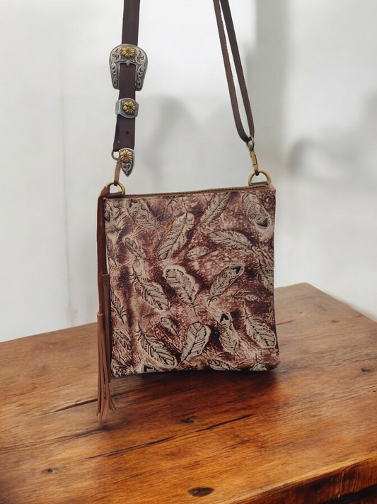 Feather Embossed Leather bag